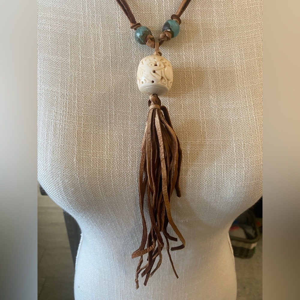 Leather & Bone Tassel Necklace